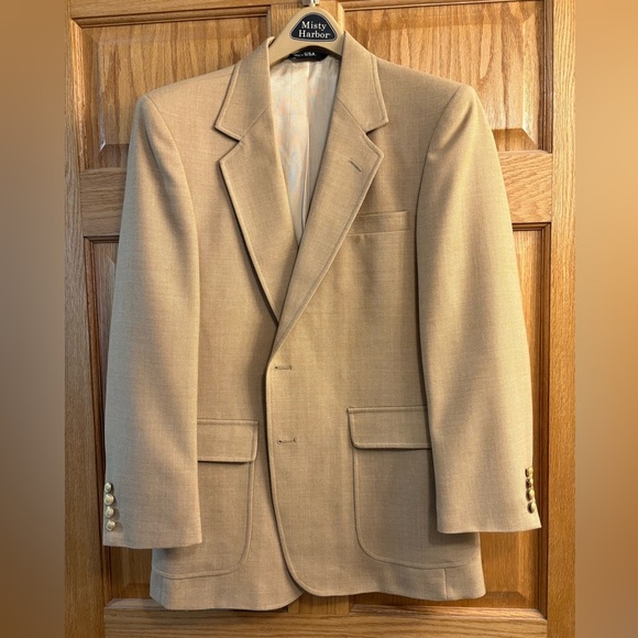 oss & Cromarty Beige Tan Blazer Sports Coat Jacket Men’s 41R Gold Tone Buttons - Picture 1 of 8